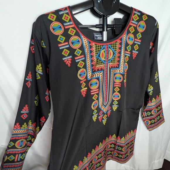 Maple Clothing Black Multicolor Indian Tunic Top - Picture 4 of 16